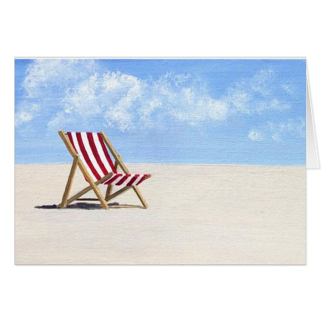 Chaise rouge de plage peinture, carte pour se sent (Devant horizontal)