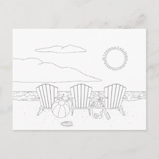 Chaises De Plage Carte Postale Couleur Adulte