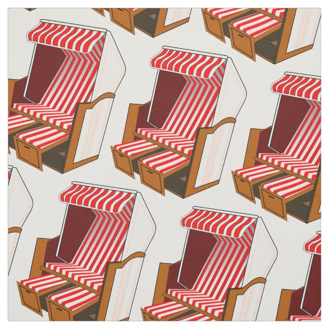 Chaises De Plage Rouge & Blanc Tissu Thématique (Échantillon)