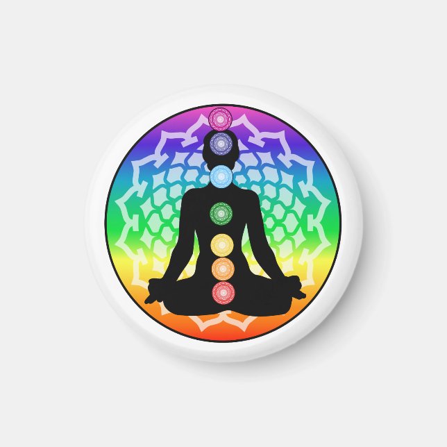 Chakra Lotus Magnet - Arrondi Sacré Yoga Art (Devant)