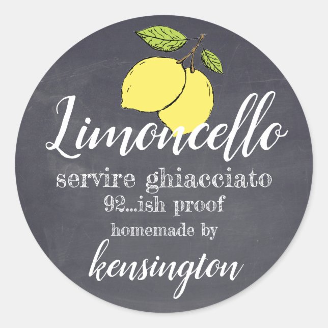 Chalboard Étiquette de bouteille Limoncello (Devant)