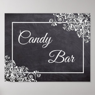 Chalboard Look Mariage Barre de Bonbons Poster