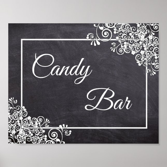 Chalboard Look Mariage Barre de Bonbons Poster (Devant)