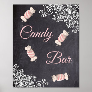 Chalboard Look Mariage Barre de Bonbons Poster