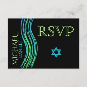 Châle de prière vert de Mitzvah de barre RSVP
