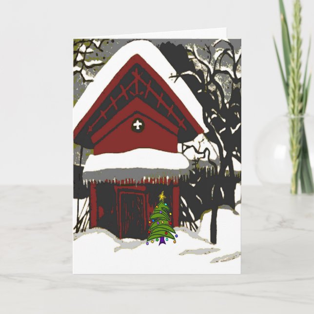Chalet en Neige, modifier le texte, Carte de vacan (Devant)