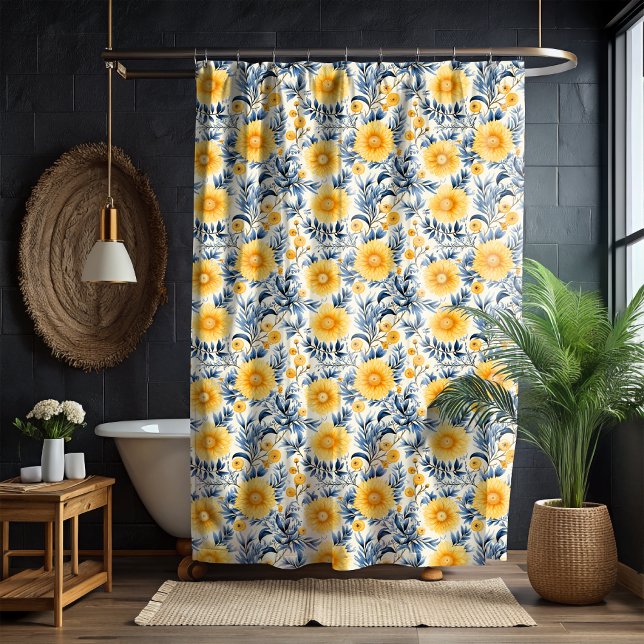 Chalet jaune Floral Douche rideau (Créateur téléchargé)