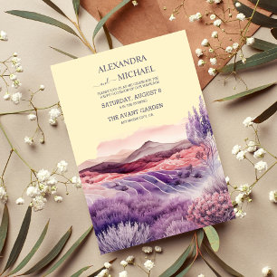 Chalet rustique Faire-part de mariage lavande viol