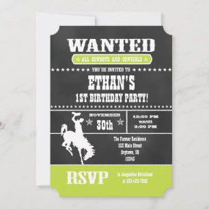 Chalet vert citron vert Cowboy Invitation d'annive
