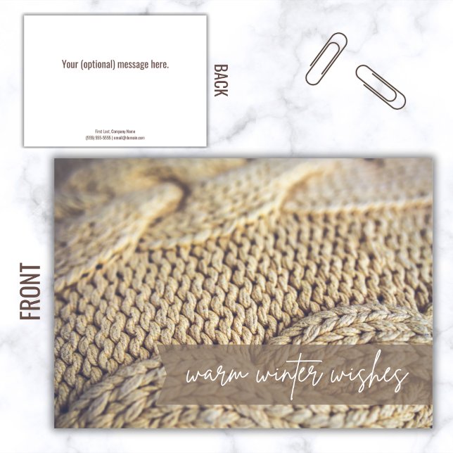 Chaleureux et chaleureux souhaits d'hiver Client B (Warm winter wishes flat card)