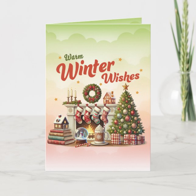 Chaleureux hiver Désirs Noël Carte de vacances (Devant)