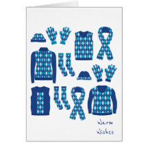 Chaleureux Jacquard Motif Objets Carte - Bleu