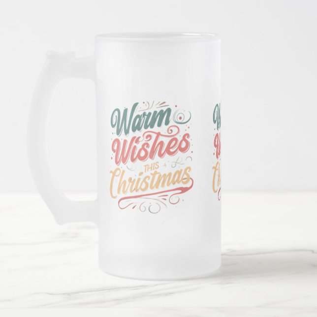 Chaleureux voeux ce Noël - Mug de verre givrée (16 (Gauche)