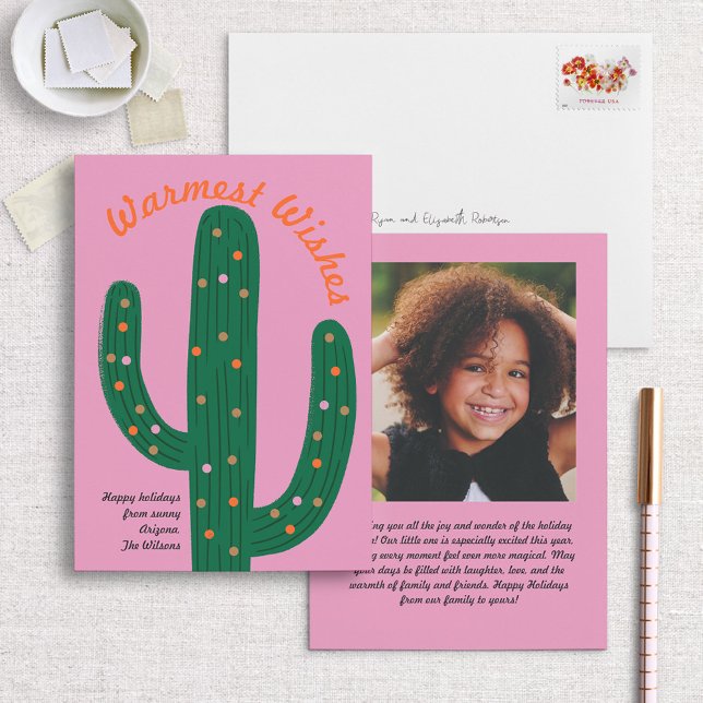 Chaleureux Voeux Festive Cactus Carte de vacances (Créateur téléchargé)