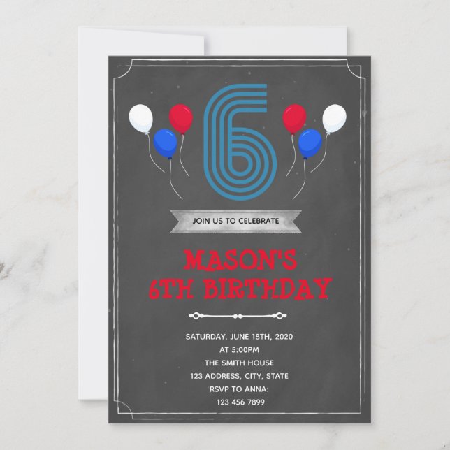 Chalk 6e anniversaire invitation (Devant)
