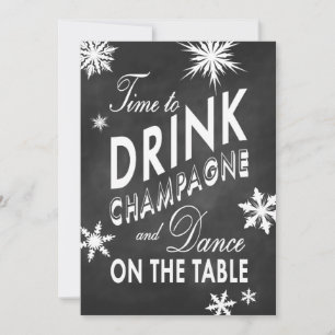 Chalk Nouvel An pour boire du Champagne Invitation