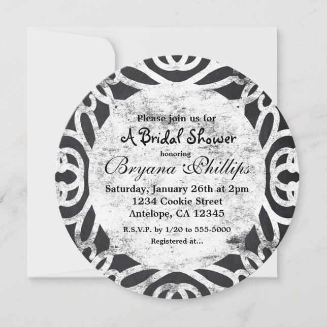 Chalk Vintage cadre Élégant Invitations nuptiales (Devant)