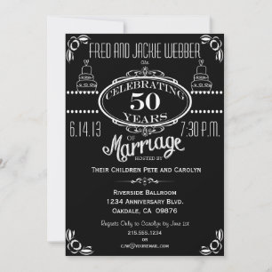 Chalkboard 50e anniversaire Invitation de la fête