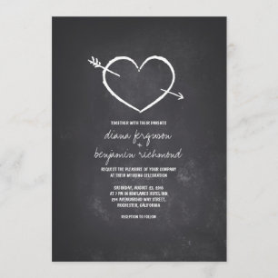 Chalkboard aime coeur rustique faire-part de maria