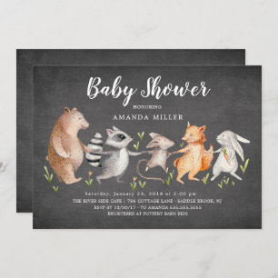 Chalkboard Animaux de bois Baby shower Invitation