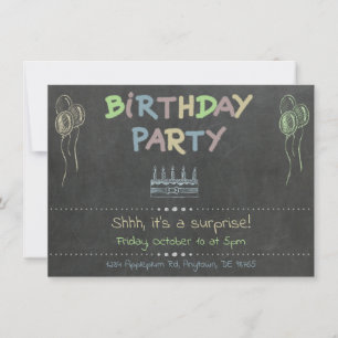 Chalkboard Anniversaire Fête Surprise Invitation
