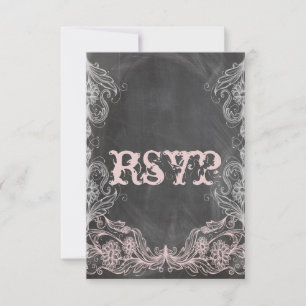 Chalkboard Antique rose Floral Mariage RSVP