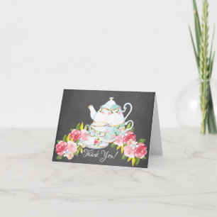 Chalkboard Aquarelle Tea Party Merci douche