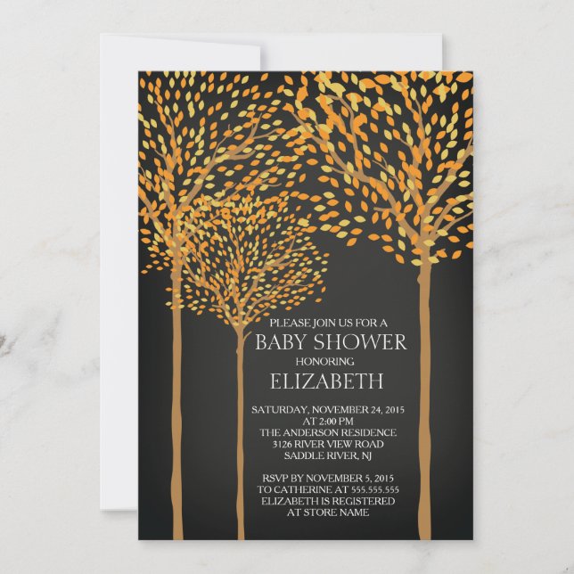 Chalkboard Arbres d'automne Baby shower Invitation (Devant)
