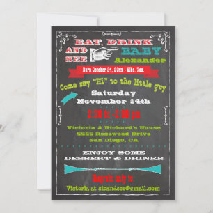 Chalkboard Baby Faire-part Sip and See Invitations