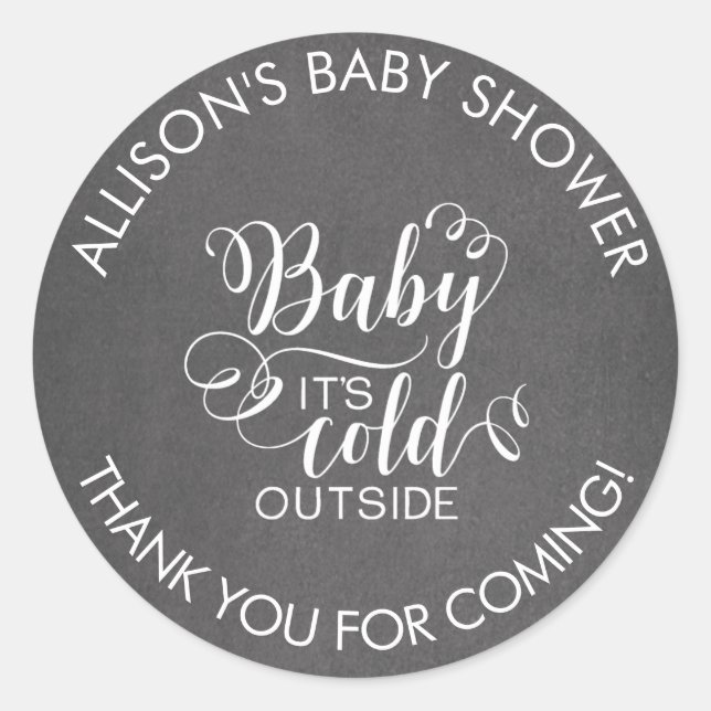 Chalkboard Baby It's Cold Outside Favor Sticker (Devant)