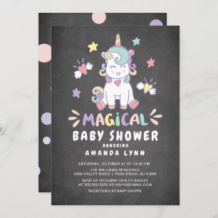Chalkboard Baby shower magique Unicorn Invitation