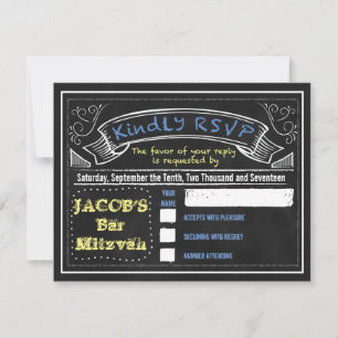 CHALKBOARD Bar Mitzvah Invitation Carte de réponse