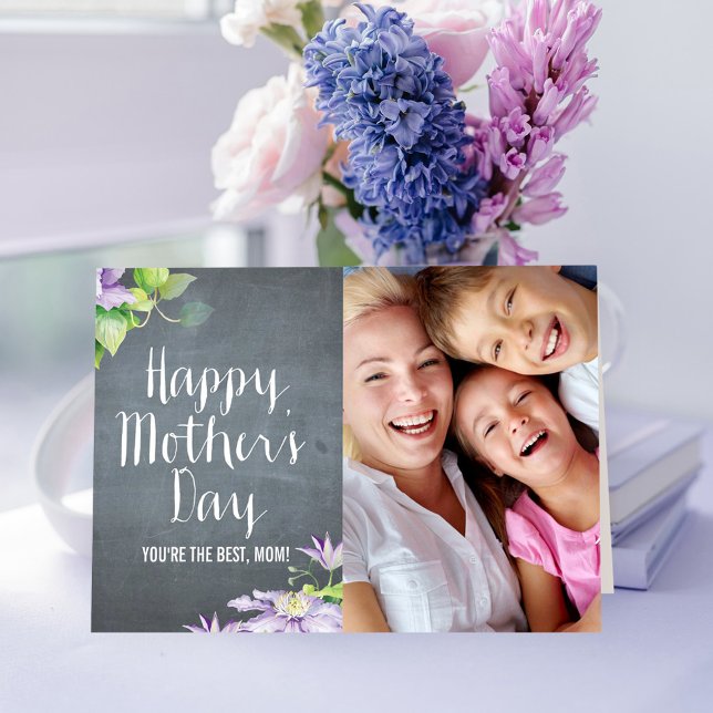 Chalkboard BloomMothers Day Carte photo (Créateur téléchargé)