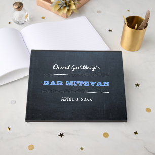 Chalkboard Blue Bar Mitzvah Livre d'or