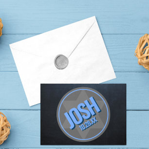 Chalkboard Blue Name Logo et Date Bar Mitzvah