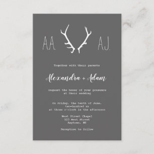 Chalkboard bois monogramme invitations de mariage