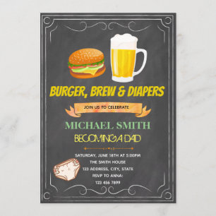 Chalkboard burger bière invitation couche
