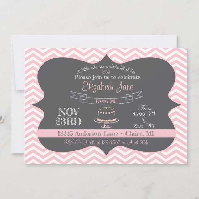 Chalkboard Cake Invitation d'anniversaire (Devant)