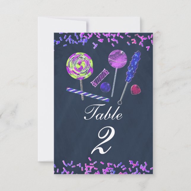 Chalkboard Candy Land Sweets Chalk Numéro de table (Devant)