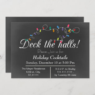 Chalkboard Christmas Lights Fêtes Invitations