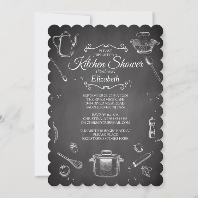 Chalkboard Cuisine nuptiale de douche Invitation (Devant)