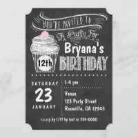 Chalkboard Cupcake Invitations de fête d'anniversa