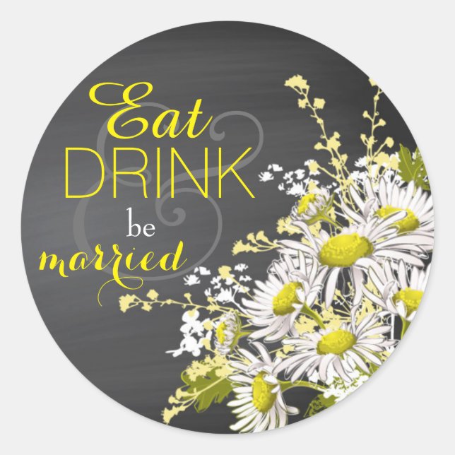 Chalkboard Daisy Rustic Mariage Étiquette cadeau (Devant)