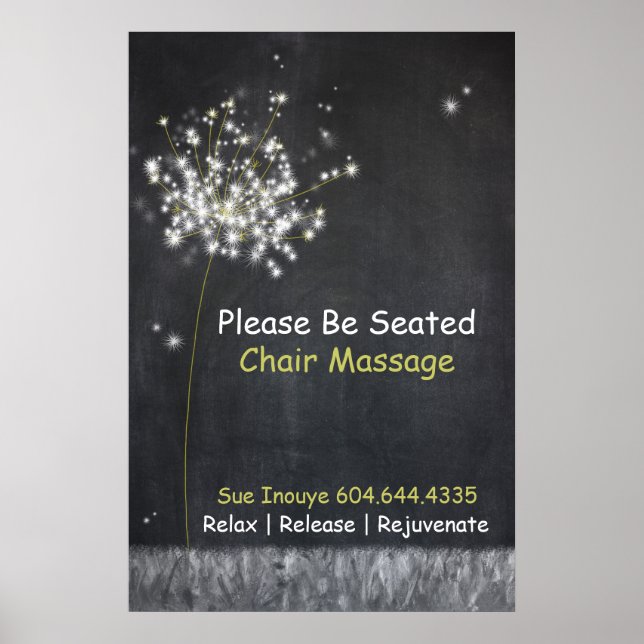Chalkboard Dandelion Customizable Business Poster (Devant)