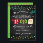 Chalkboard Douille moche Noël Fête Invitation<br><div class="desc">Customisez cette amusante chalkboard style rétro laide Sweater Christmas Party Invitation à vos spécifications d'événement.</div>