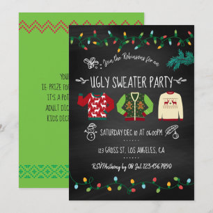 Chalkboard Douille moche Noël Fête Invitation