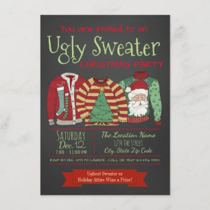 Chalkboard Douille moche Noël Fête Invitation