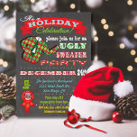 Chalkboard Douille moche Noël Fête Invitation<br><div class="desc">Invitations de Noël Super cool Ugly Sweater avec l'illustration d'un pull moche,  d'une typographie amusante et de bannières sur un arrière - plan de tableau noir. Illustration tirée à la main par McBooboo.</div>