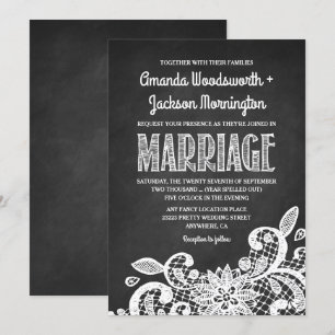 Chalkboard et dentelle Rustic Wedding Invitations