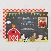 Chalkboard Farm Anniversaire Invitation Barnyard P